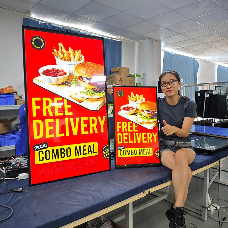 32 Inch 43 49 55 Inch Indoor Wall Mounted Touch LCD Screen Smart TV Monitors TV Advertisement Equipment Player 2K 4K Digital Signage Menu Board Billboard