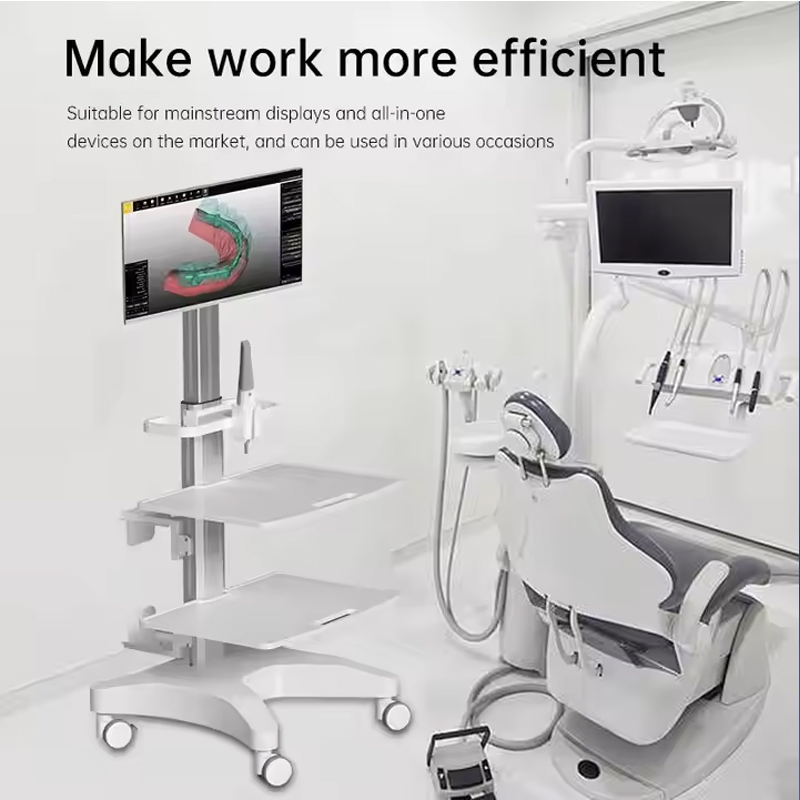 Premium Aluminum Medical Cart with Dual Trays and Adjustable Monitor Mount