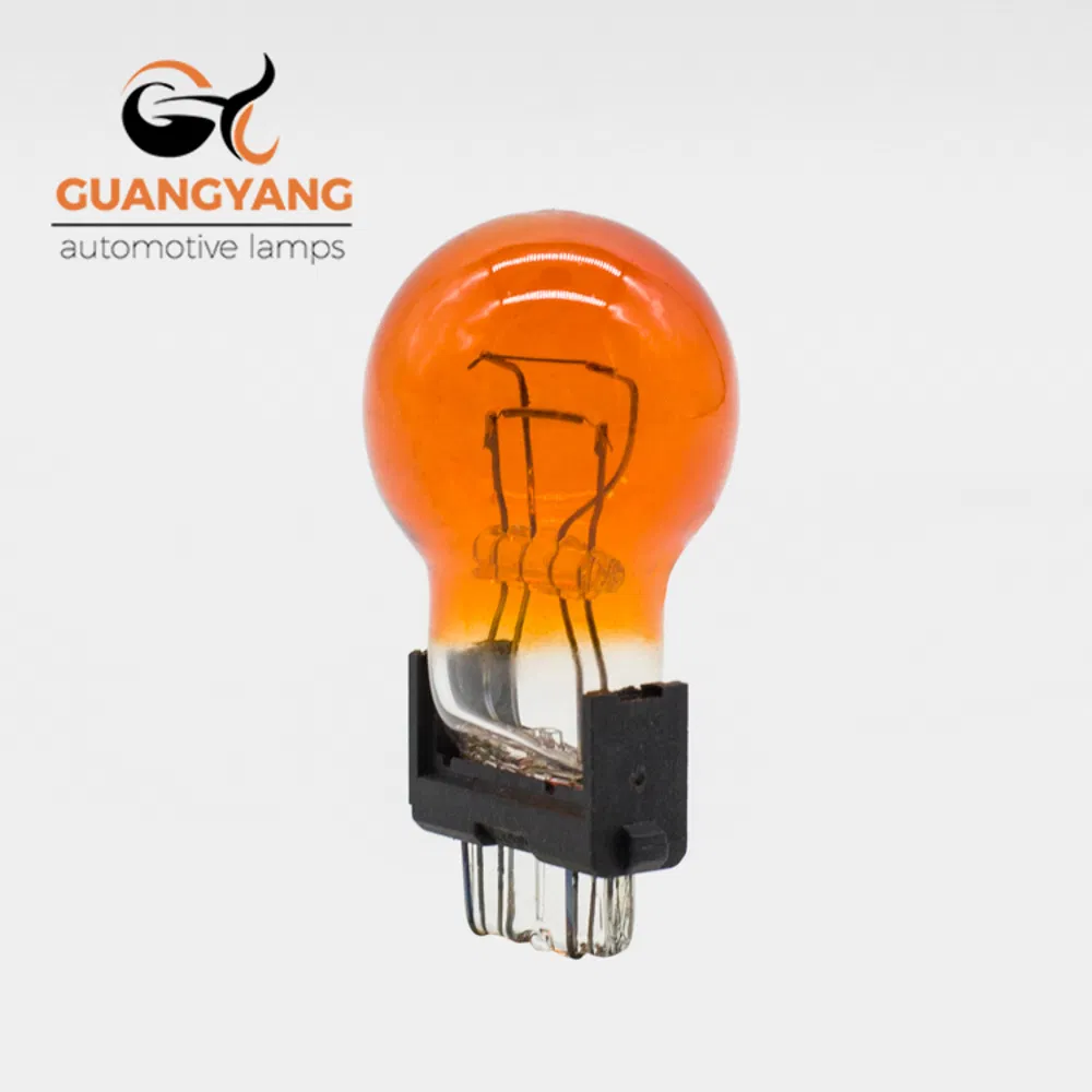 Лампа автомобильная 3057 12V 27/7W янтарная для стоп-сигнала