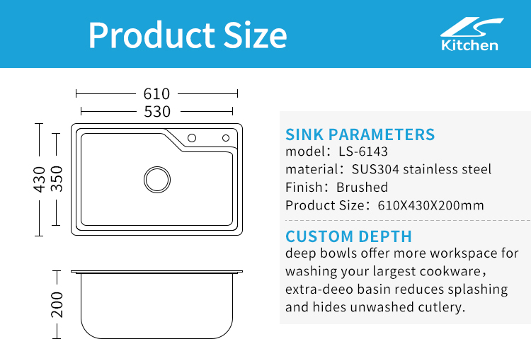 Modern Kitchen Sink 304 Stainless Steel Single Bowl Susundermount Sink Fregadero De La Cocina