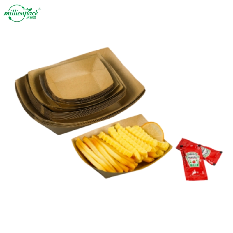 Compostable Custom Logo Printed Kraft Paper Boat Tray for Sustainable Disposal Solutions