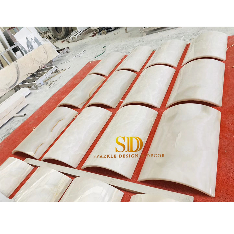 Big Beautiful Polished Hollow Beige Marble Column