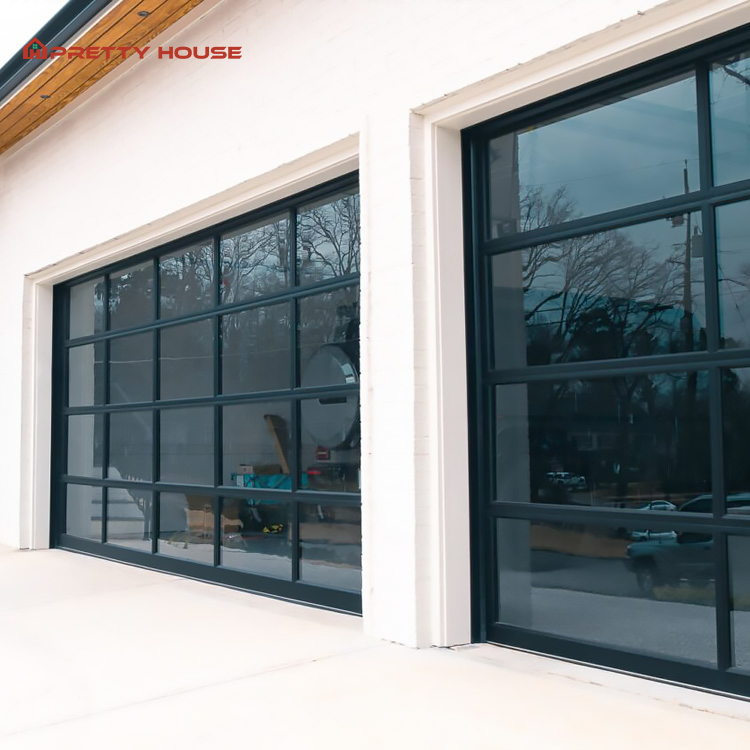 Modern Full View Glass Garage Equipment Sectional Folding Overhead Doors
