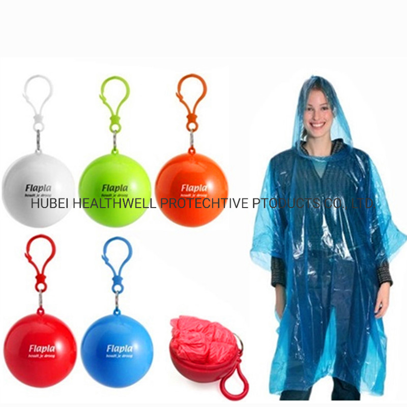 Disposable Emergency Raincoats, Colorful Rain Poncho with Hook Portable Ball