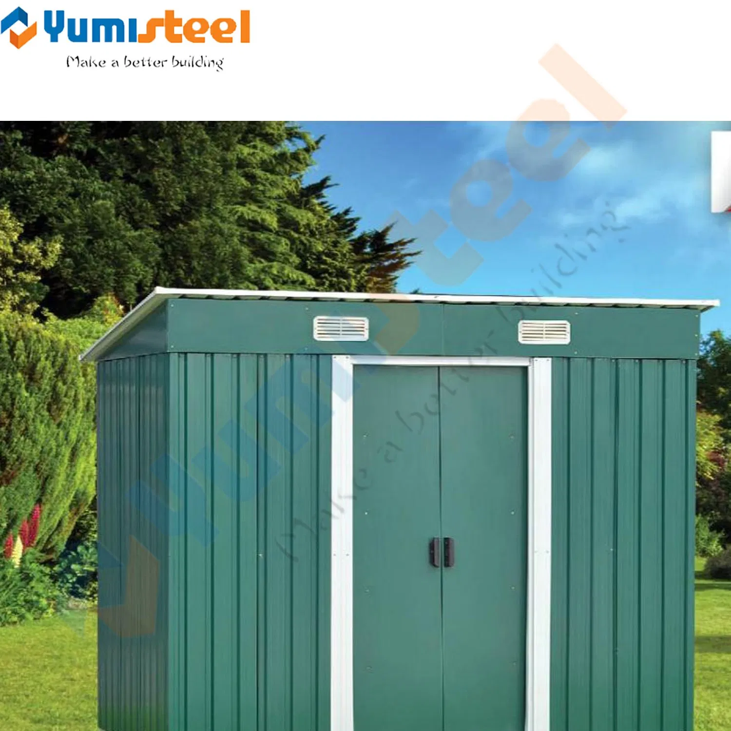Galvanized Outdoor Metal Garden Storage Shed for Backyard