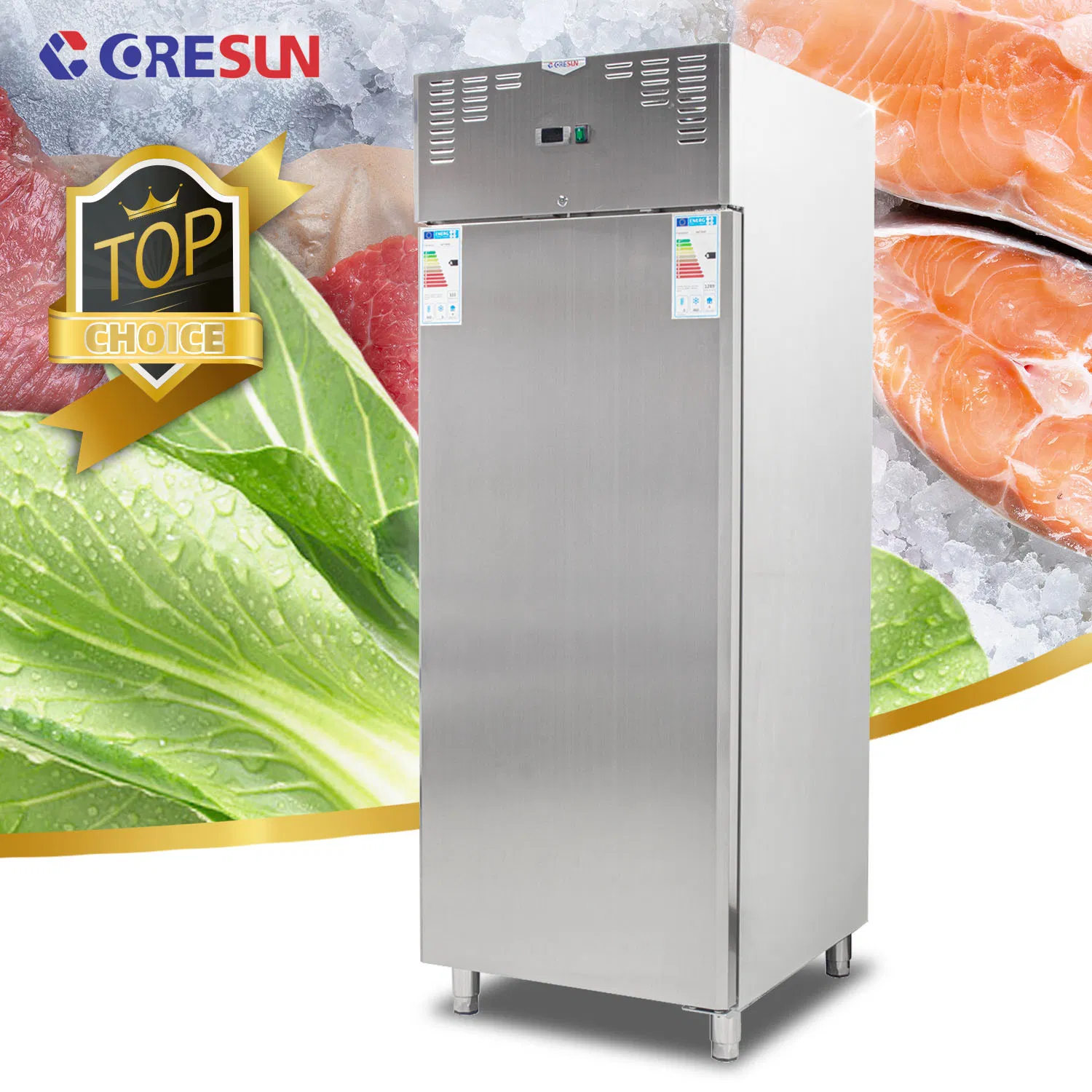 Auto Defrost Temp Control Stainless Steel Reach-in Upright Cooler Refrigerator