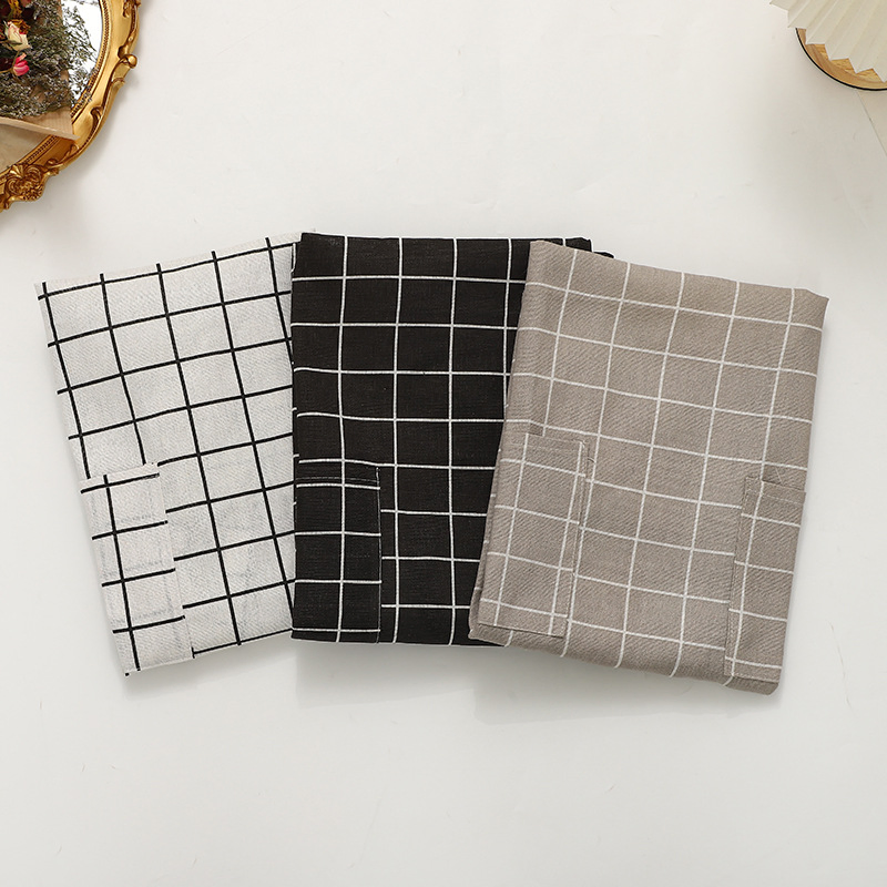 Household Fashion Cooking Waistcoat Long Sleeve Factory Wholesale Checkered Full Body Apron