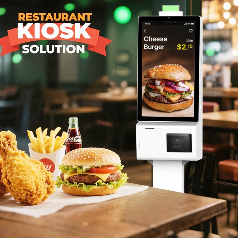 Suntek 27-Inch Coffee Ordering Machine Free Sdk Self Service Payment Kiosk in Supermarket Restaurant