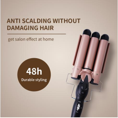 3 Barrel Curling Iron Hair Crimper Professional Hair Curling Wand with Two Temperature Control, Fast Heating Portable Crimpers for Waving