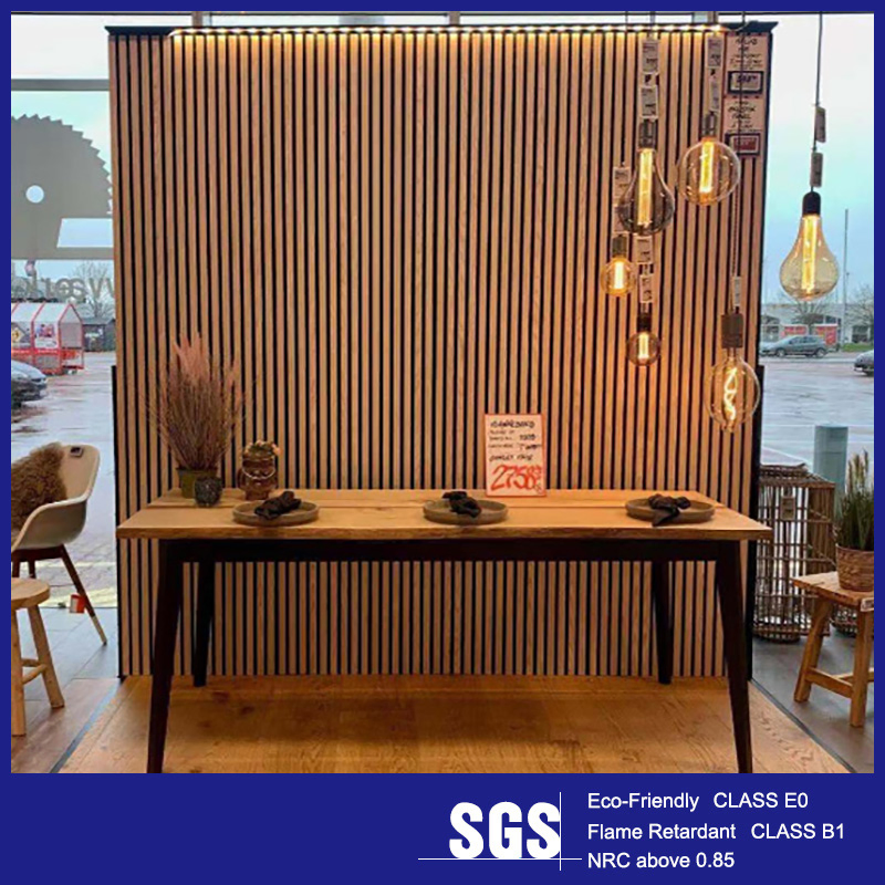 Factory Direct Supply Fireproof Acoustic Wall Pet Felt Panel with MDF Slatted Veneer Acoustic Panels for Theater