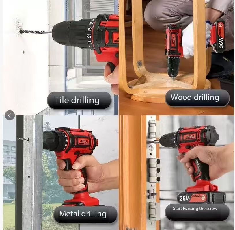 Аккумуляторная дрель-шуруповерт Antauto с 2 батареями и зарядкой