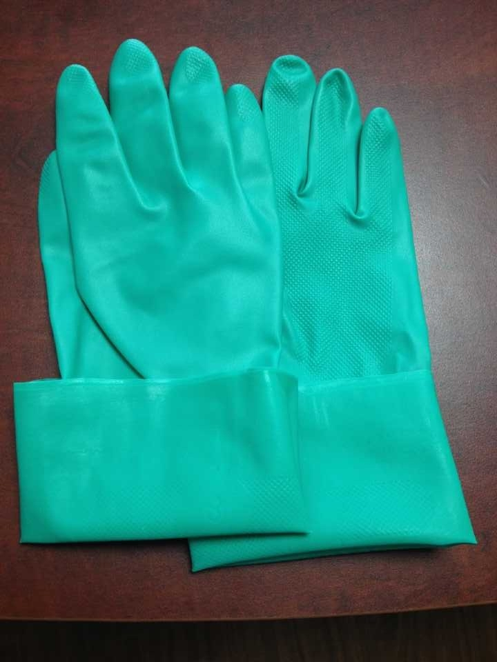 Green Household Nitrile Gloves Work Gloves