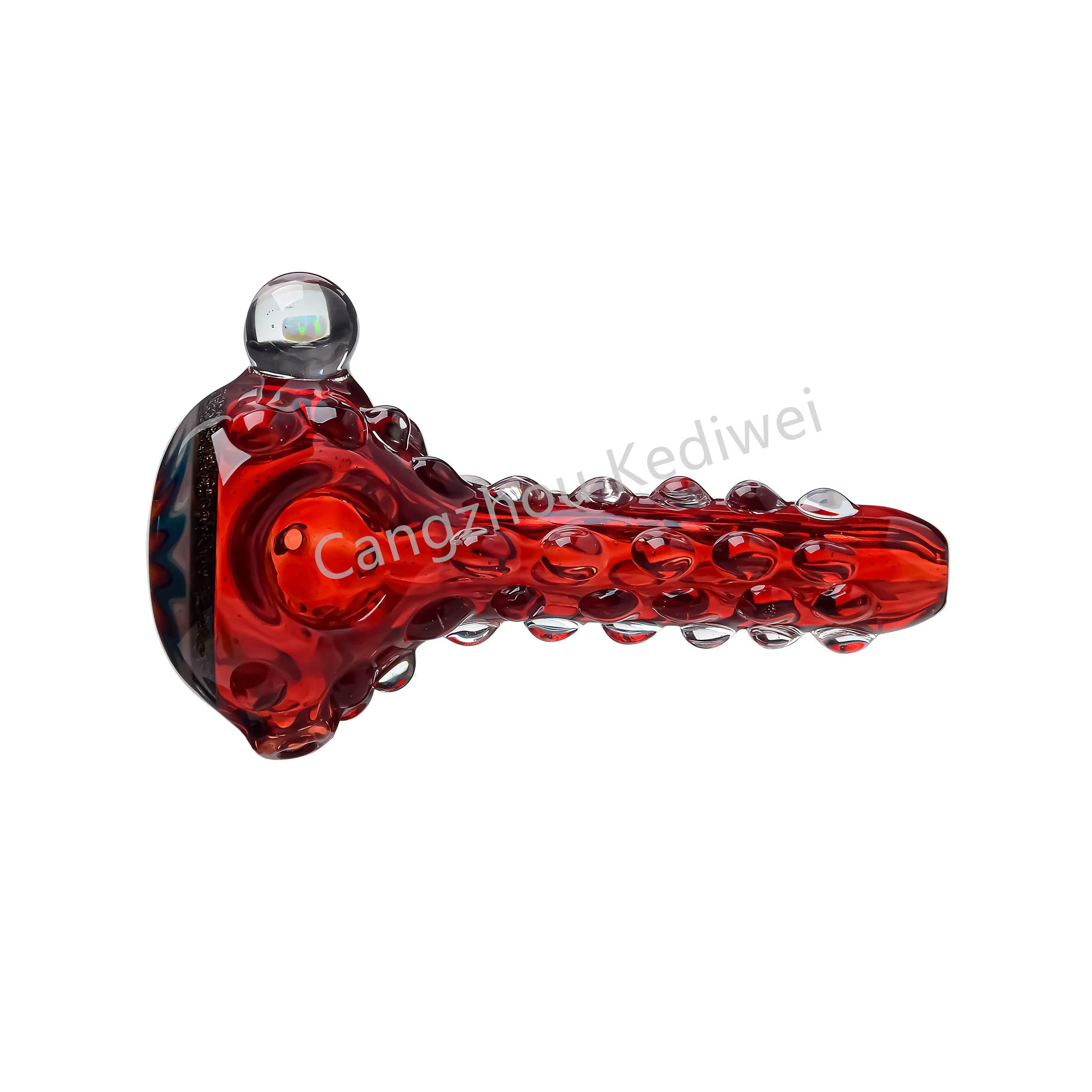 Us Color Wigwag Glass Hand Pipe Spoon Pipe with Encased Opal