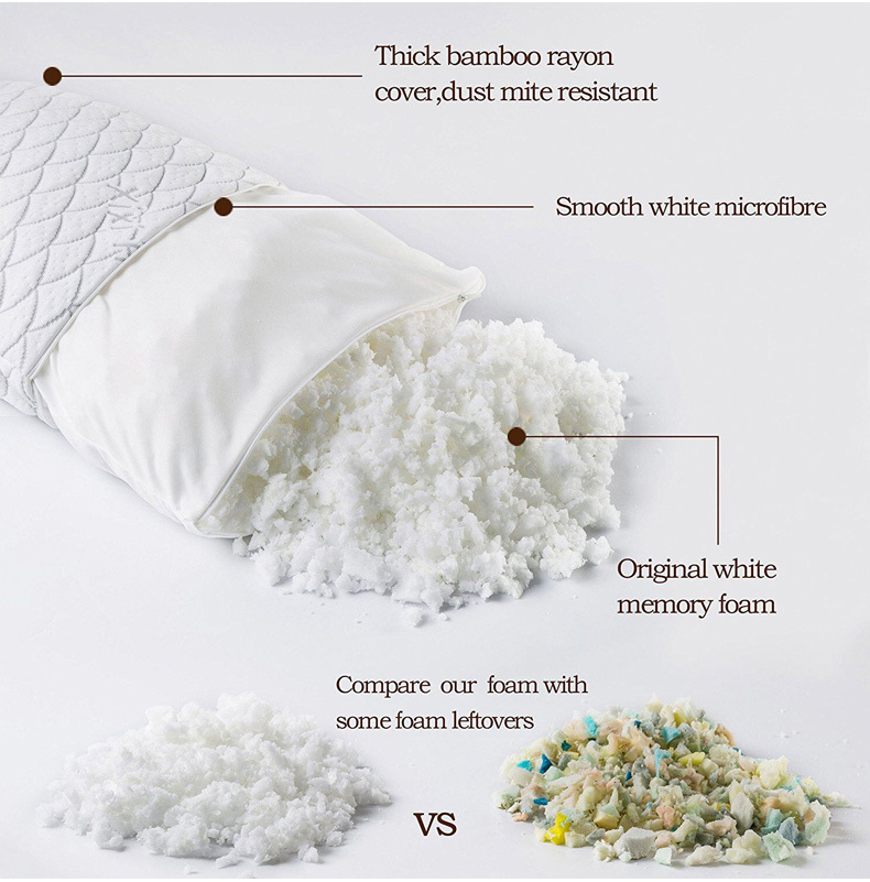 Hot Selling Shredded Memory Foam Pillow Queen&King Size Double Size Adustable Cooling for Sleeping Washable Cover Shredded Memory Foam Pillow