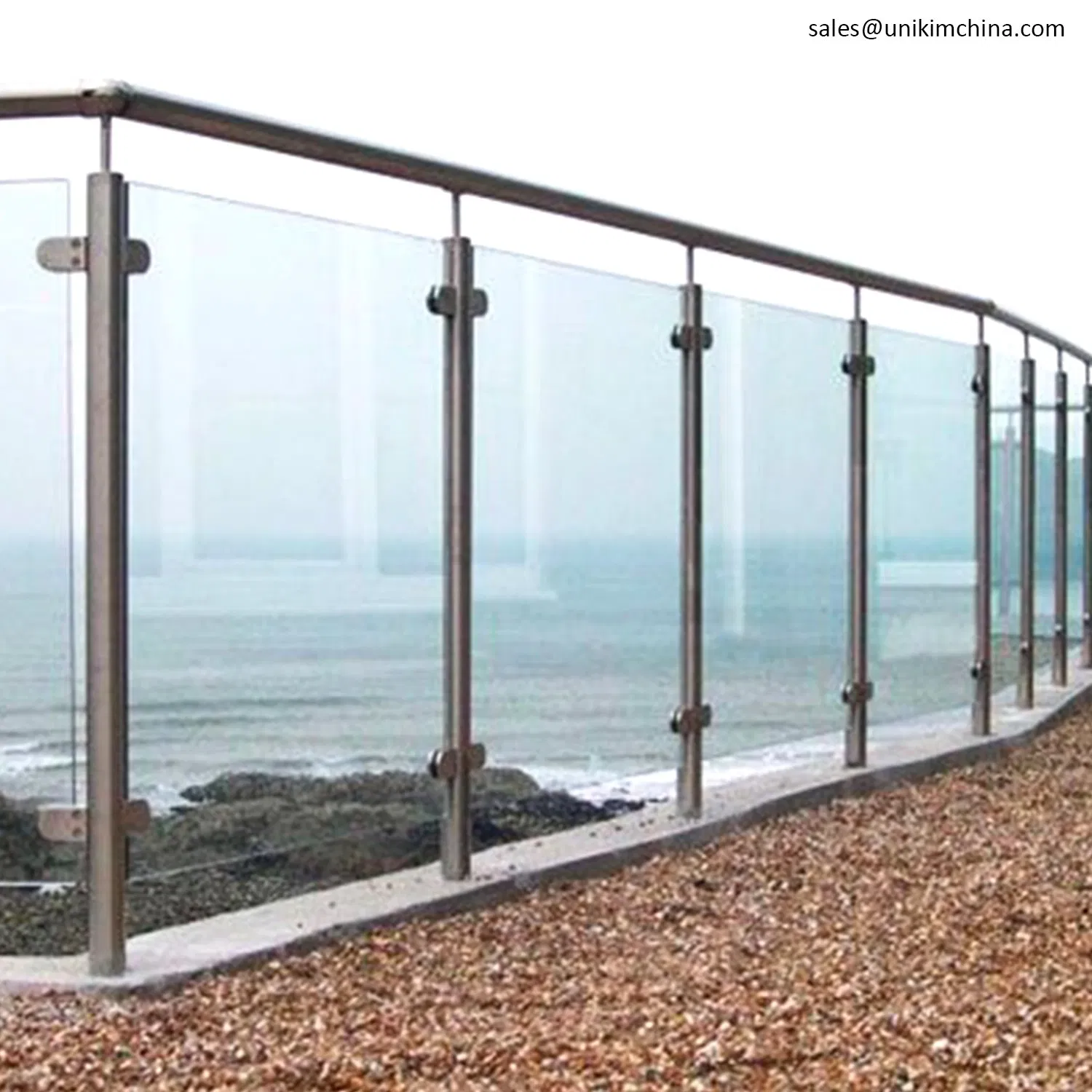 Unikim Factory Stainless Steel Glass Stair System Balcony Railing with CE