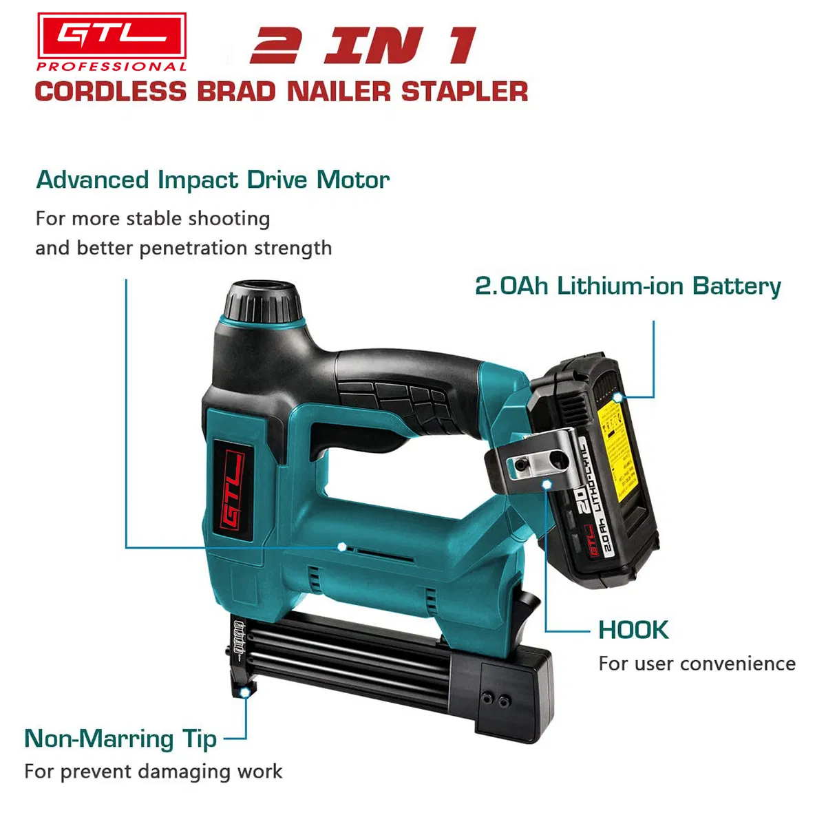 Rechargeable Nail/Staple Gun for Upholstery & Carpentry with 18V Li-ion Battery & Charger (CDSG003)