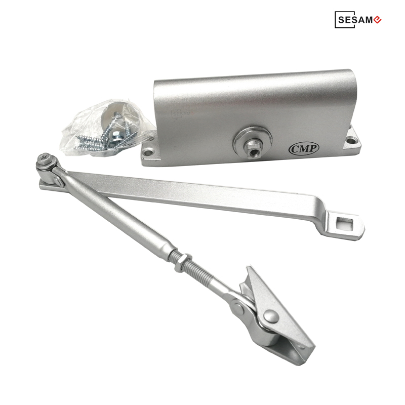 Sliding Silver Door Closer Lock for Access Control Suitable for Door Weight 45-75 Kg (SDC-062) Door Lock with Access Control System