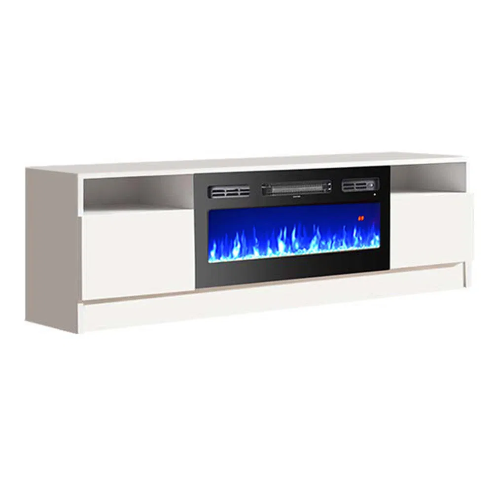 White Decorative Wall Mounted Recessed Electric Fireplace with Master LED Decor Flame