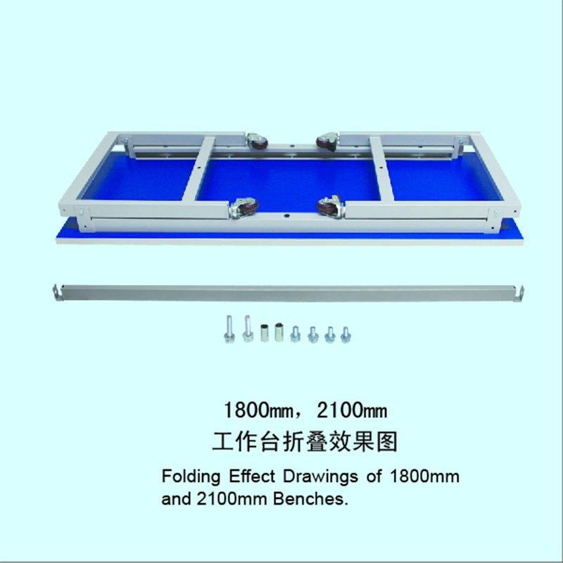 1.8 Meter Steel Industrial Moveable and Folding Workbench with Tool Cabinet