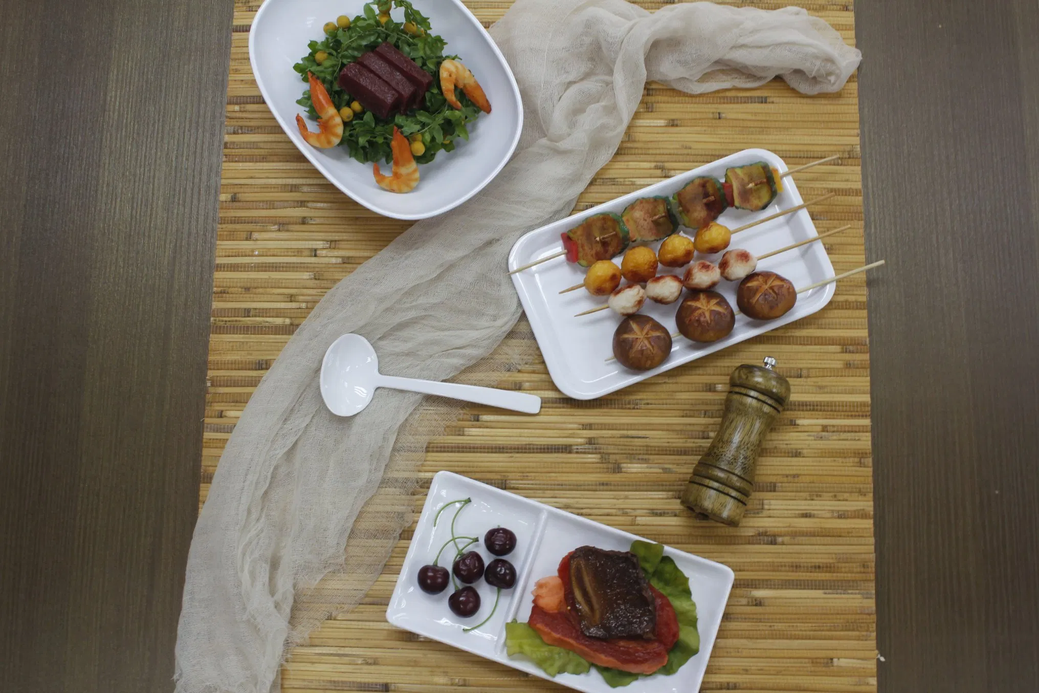 Rectangular Plate Melamine Tableware 2-Divided Plate