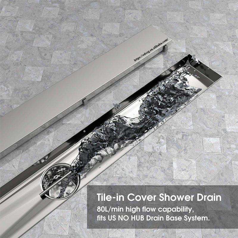 Factory 304 Stainless Steel Brushed 24in Bathroom Linear Invisible Shower Floor Drain