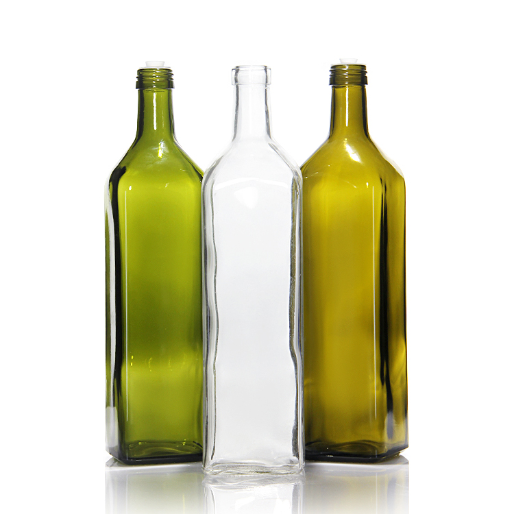 High Quality 250ml 500ml 750ml Transparent Square Glass Olive Oil Bottle with Tamper Evident Cap
