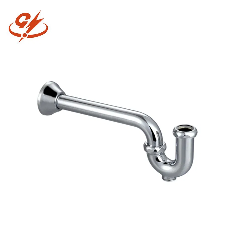 Modern Design Brass Chrome Basin Sink Waste Trap Copper Siphon P-Trap for Bathroom
