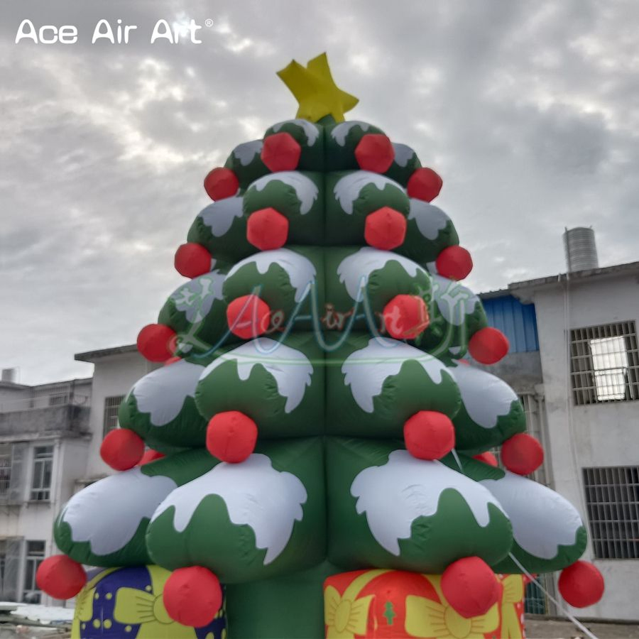 6mh Inflatable Christmas Tree Model with Gift Bags and Stars for Christmas Holiday Events or Malls Decoration