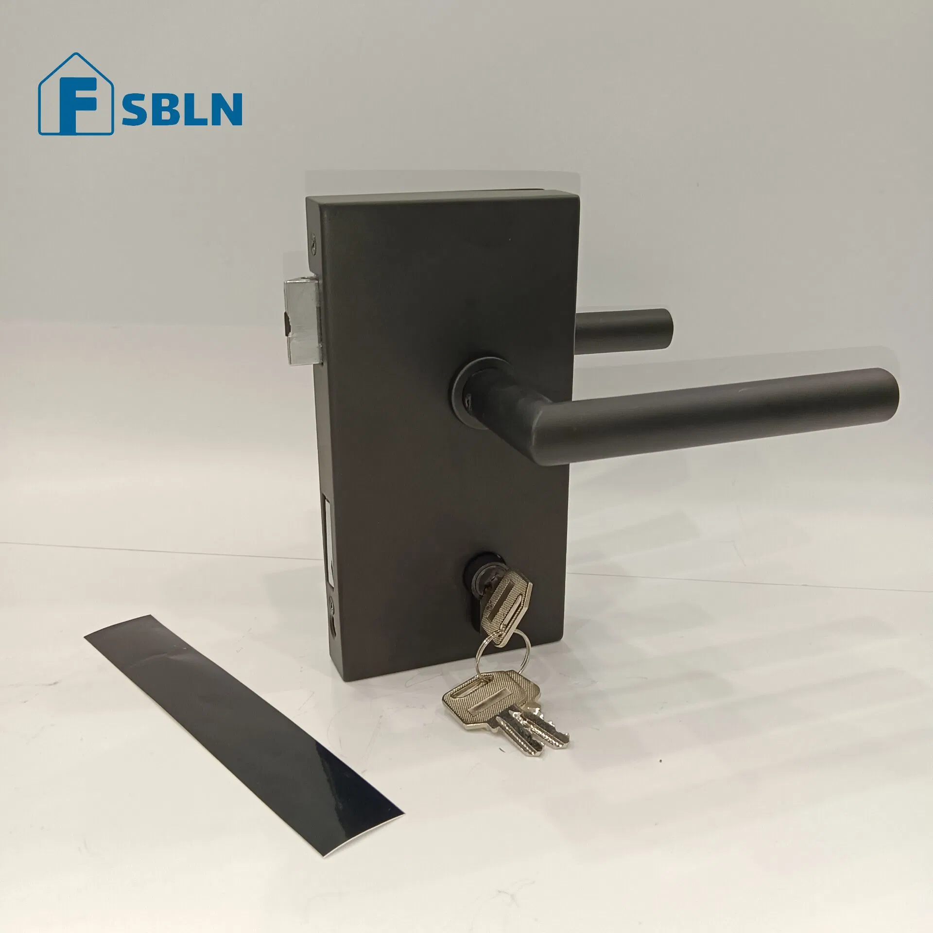 Office Furniture Handle Door Lock Body Aluminium Black Swing Mortise Door Lock Office Security Magnetic Glass Door Lock Hardware Door Knob Lock