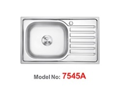 7545A Stainless Steel Kitchen Sink, Single Bowl with Shelf, Sink