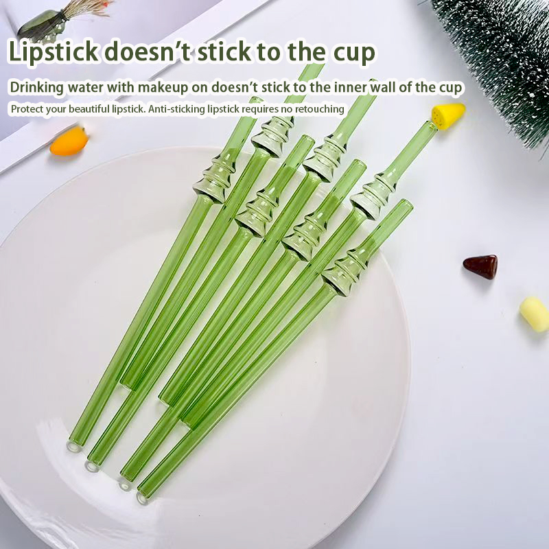 OEM Heat Resistant Creative Colorful Glass Straw Clear Glass Tube Lip Protecting Drink Straw