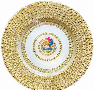 Gold Rose Pattern Charger Glass Plates