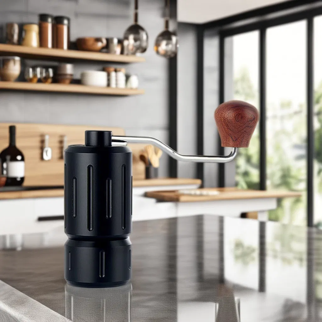 Customized Mini Coffee Bean Grinder OEM Stainless Steel Grinding Core Coffee Machine Aluminum Alloy Hand Crank Coffee Bean Grinder