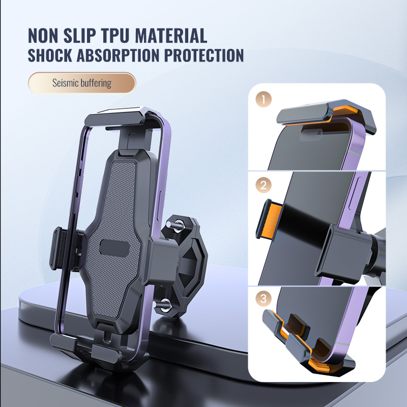 Outdoor Cycling Gravity Mobile Phone Holder with Locking Clamp for Bicycle Motorcycles