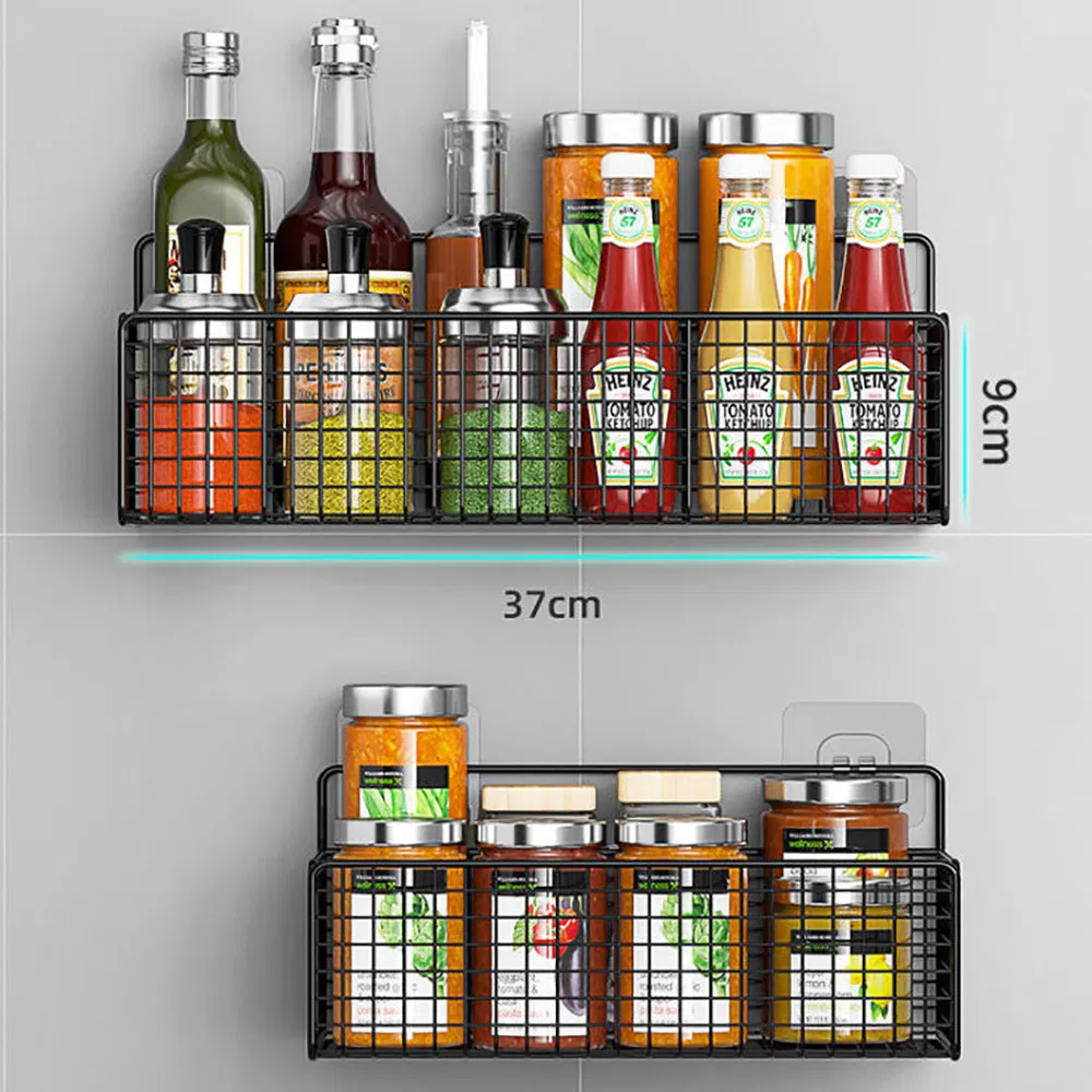 Decorative Wire Basket Black Metal Wall Storage Fruit Vegetable Snacks Organizer Mi24306