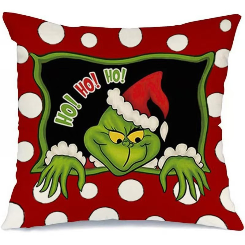 4 PCS Merry Grinch Pillows Decor Farmhouse Christmas Throw Pillow Covers
