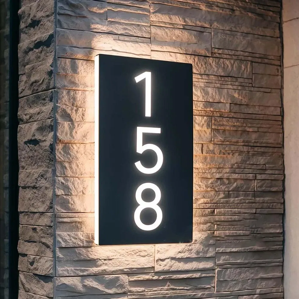 Free Design Stainless Steel LED Illuminated Door Plates House Number Hotel Door Doorplate Hotel Sign for Home Company