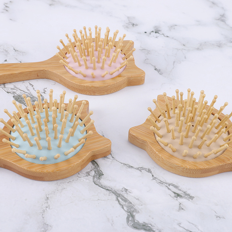 Cartoon Cute Cat Airbag Massage Wooden Makeup Comb for Girls