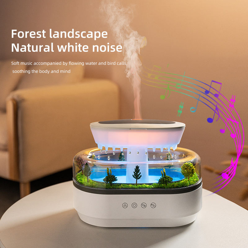 White Noise Humidifier Aromatherapy Machine Color Light Raindrop Humidifier