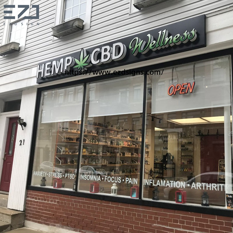 Dispensary Vapor C-B-D Tobaco Shop Sign for Outdoor Store Front Advertising