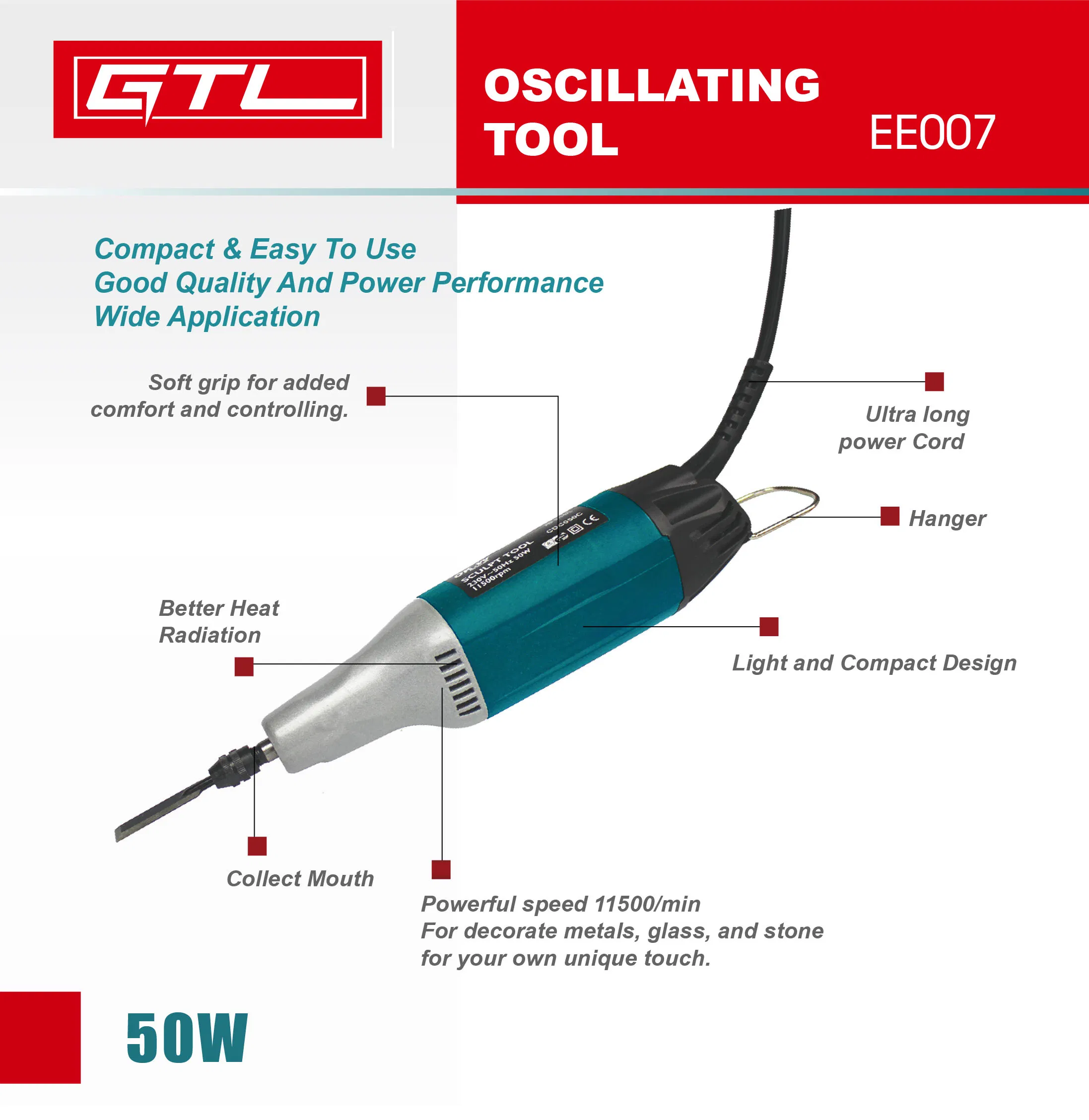 Electric Oscillating Tool New Electric Oscillating Multi Function Tool Mini Grinder (EE007)