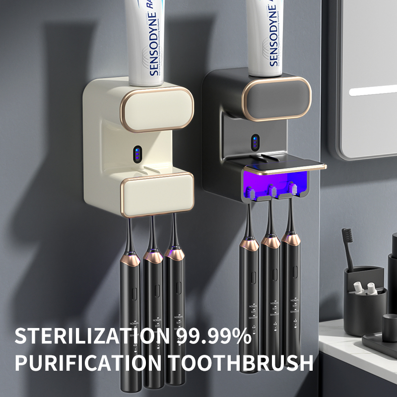 Wall-Mounted Smart Automatic Sensor Toothpaste Dispenser Toothbrush Holders with Sterilizer Bathroom Accessories