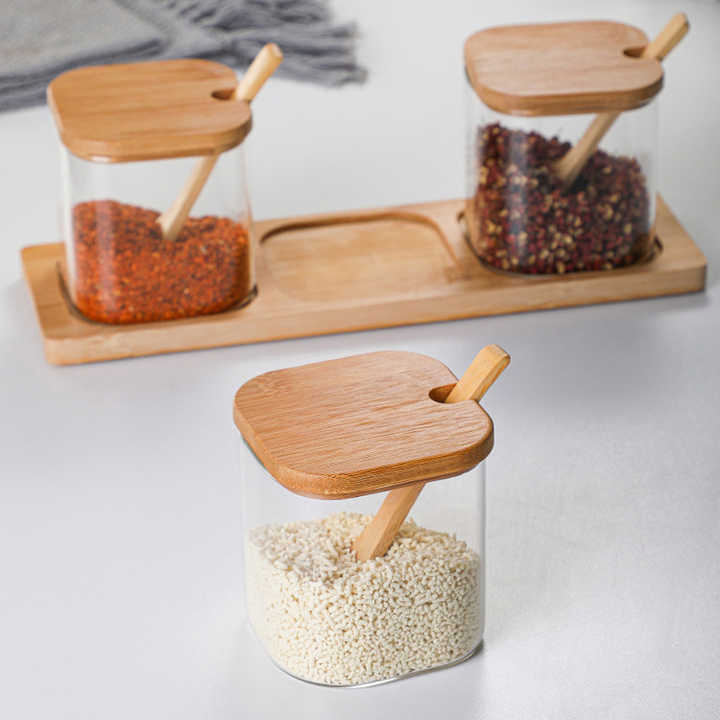 Premium High Borosilicate Glass Spice Jars for Kitchen Use