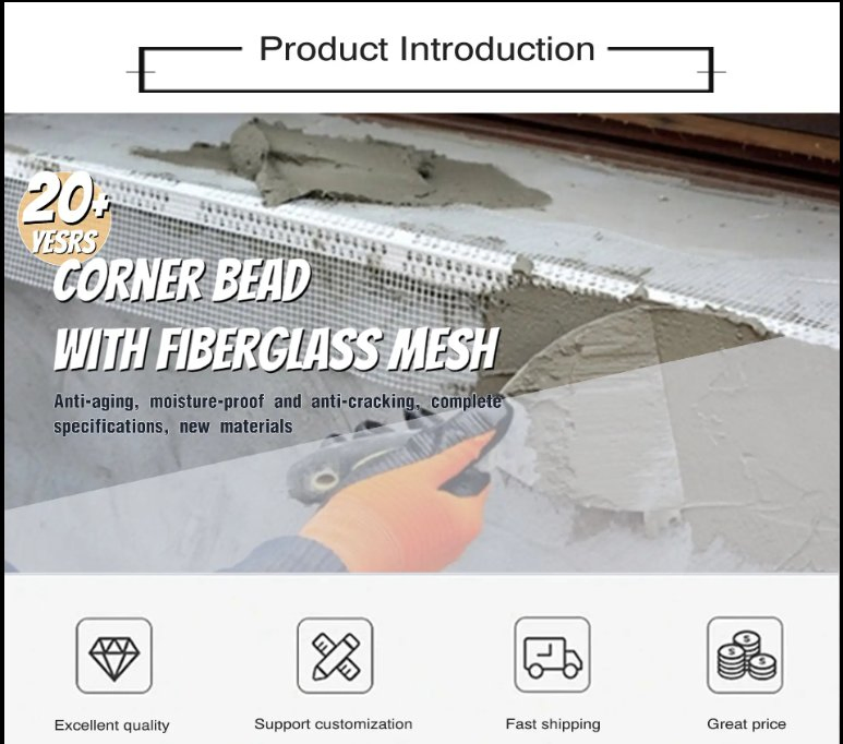 PVC Corner Bead with Fiberglass Mesh Fiberglass Mesh for Corner Protection Mesh Cloth