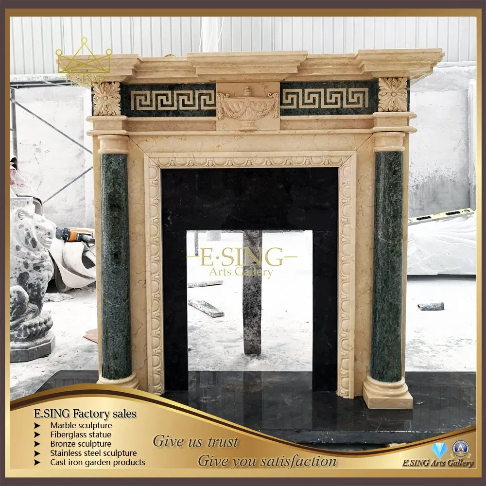 High Quality Hand Carved Mix Marble Fireplace
