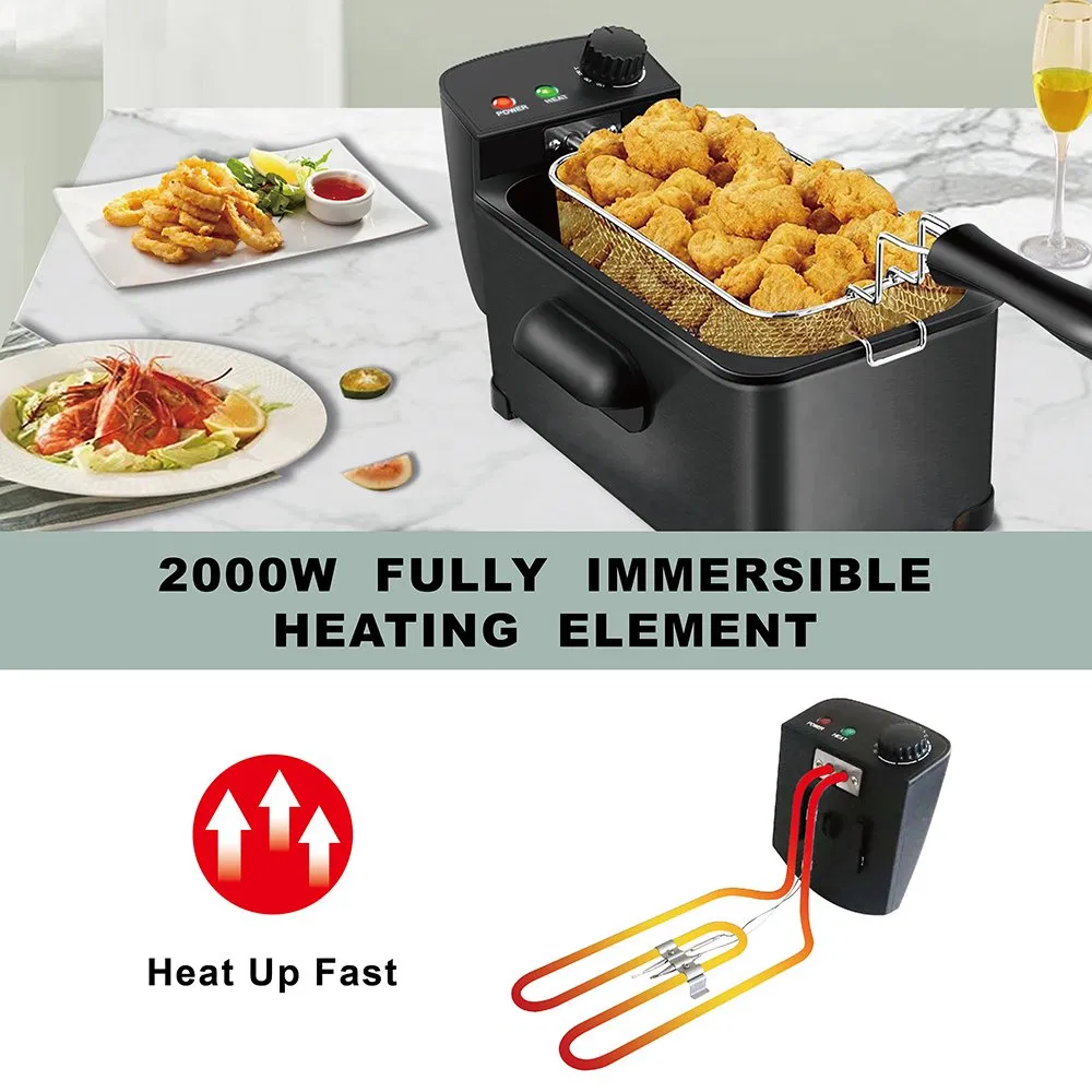 Electric Portable 3 Liter with Window Oil Deep Fryer for Home