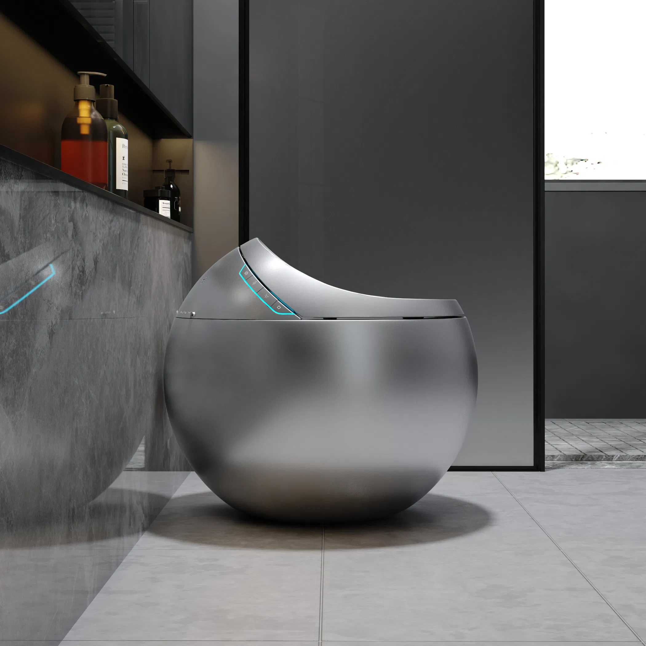 Creative Gray Egg Shape Smart Toilet Floor Mounted Automatic Toilet Intelligent Toilet
