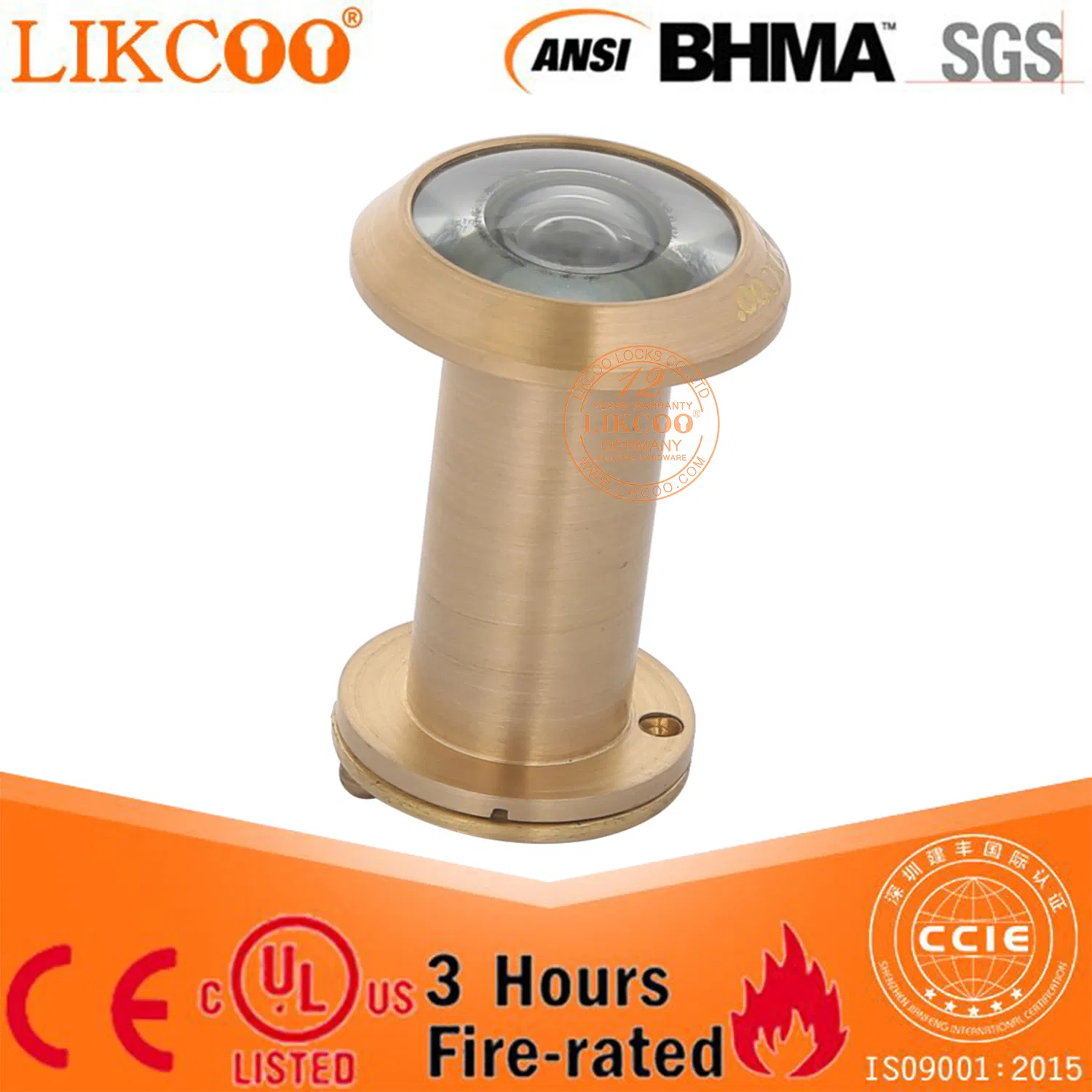 Brass Door Viewer with End Cover/Door Eyes (DV006)