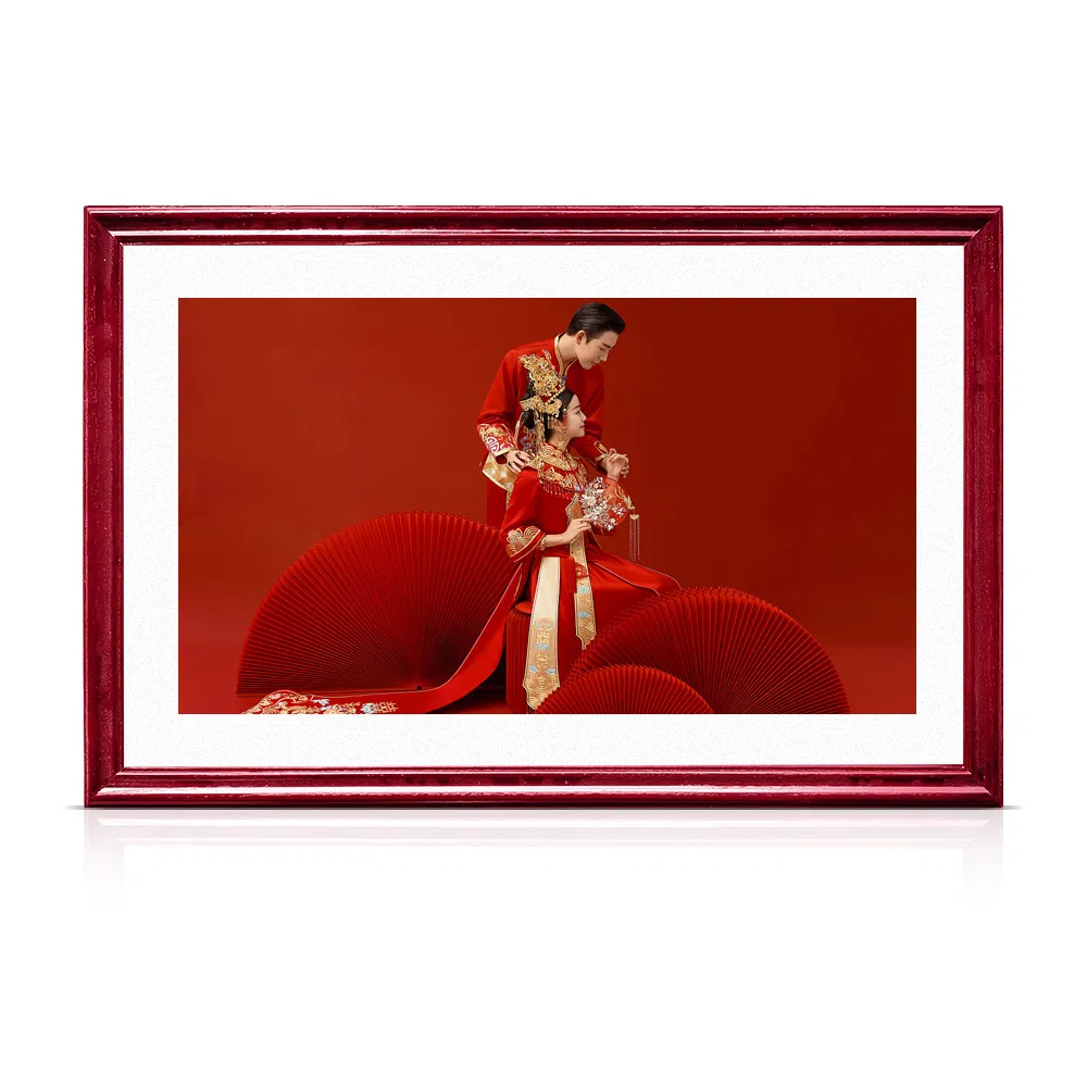 Red White Black Wood 27 Inch Digital Photo Frame Video Picture Frame Wi-Fi