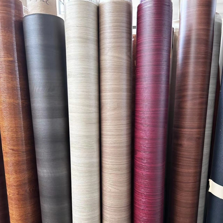 PVC Wood Grain Flat Lamination Decoration PVC Sheet for Furniture PVC Membrane Border Foil for MDF